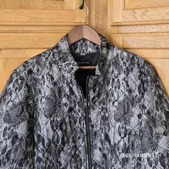 Jones New York Quilted Puffer Coat Womens 3X Snake Skin Zip‎ Winter - Picture 3 of 5